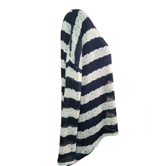 Cecico Black & White Striped Crochet Sweater – Size Large - Picture 2 of 4